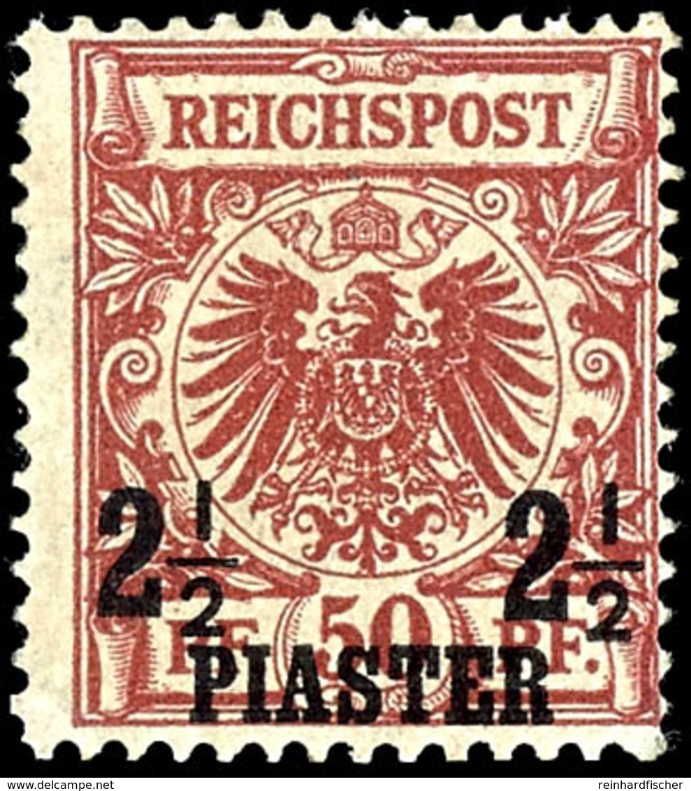 2 1 / 2 Piaster Auf 50 Pfennig Bräunlichrot, Ungebraucht, Gepr. Georg Bühler, Michel 440,-, Katalog: 10a * - Turkey (offices)