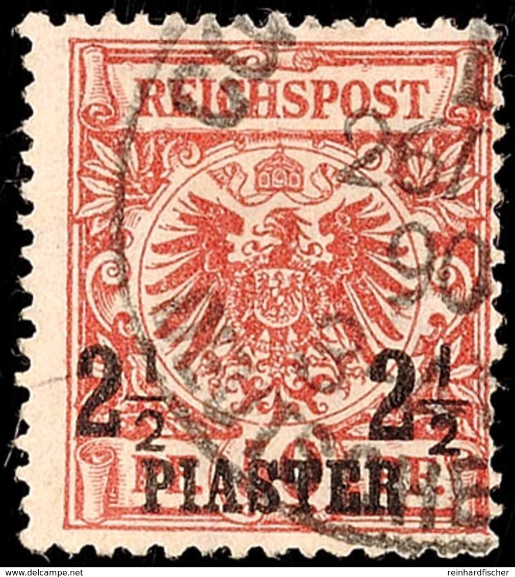 2 1/2 Pia Auf 50 Pfg Krone Adler, Ba-Farbe, Gestempelt Befund Hartung "stumpfe Zähne Rechts", Mi. 150.-, Katalog: 10ba O - Turkey (offices)