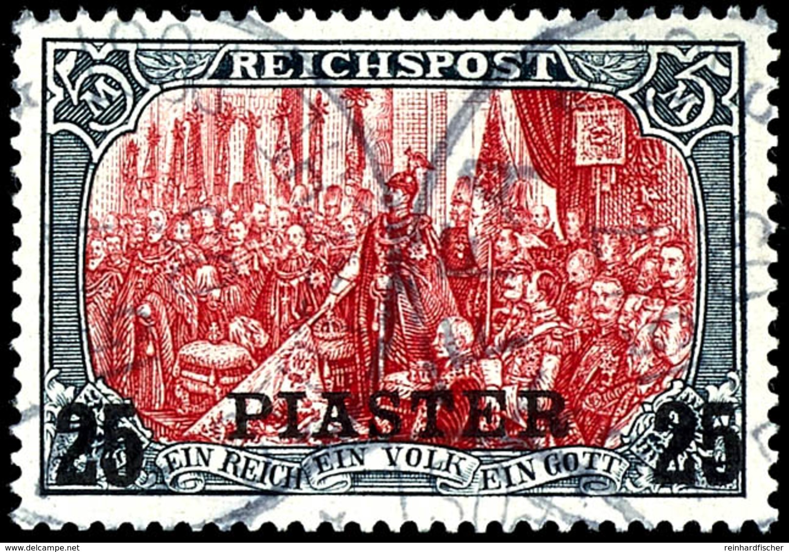 5 Mark,  A Mit " Dach", Gestempelt, Kabinett,  Doppelt Geprüft Pfenninger, Michel 700,-, Katalog: 23II O - Turkse Rijk (kantoren)