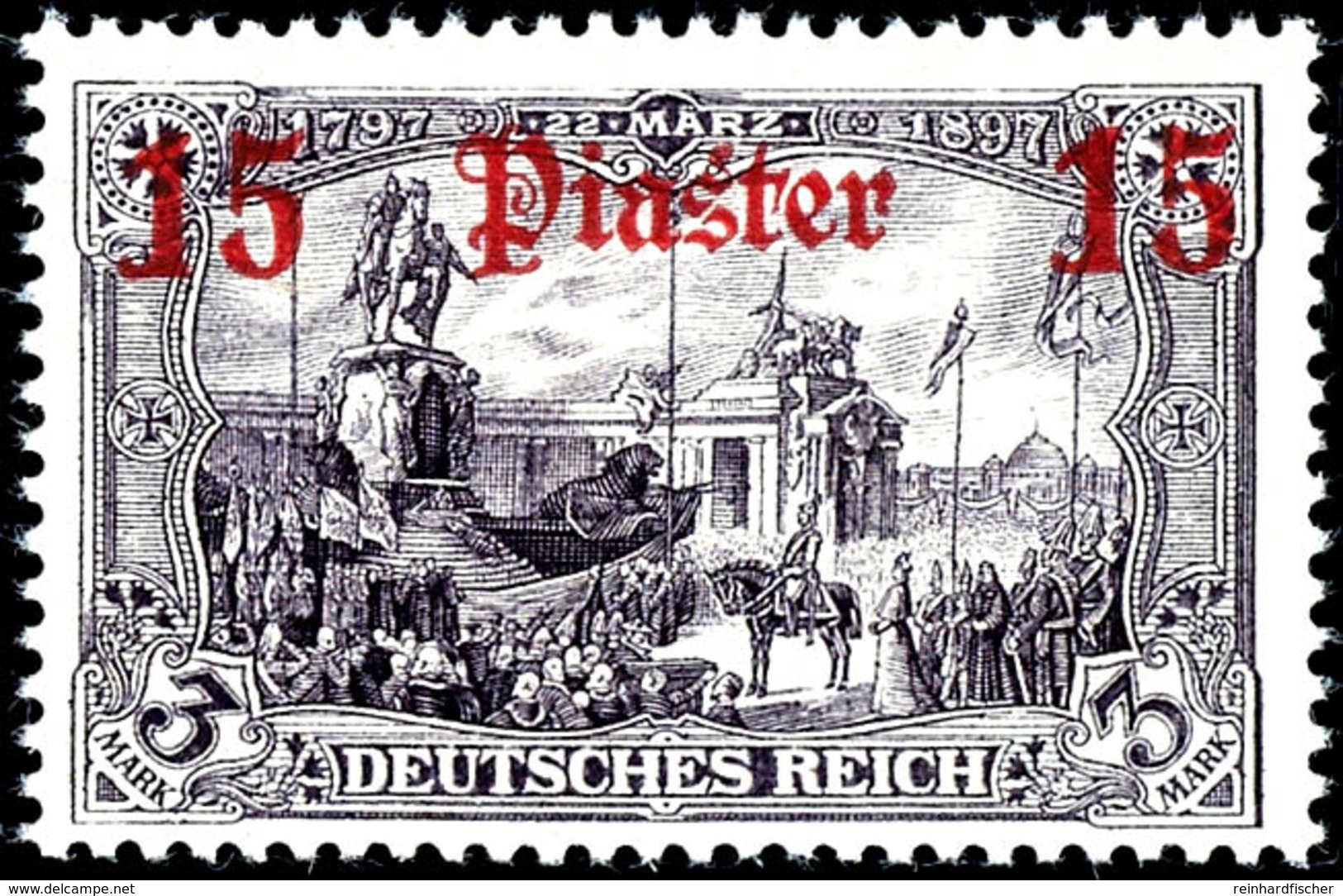 15 Piaster, Postfrisch, Kabinett,  Gepr. Jäschke- Lantelme BPP, Michel 220,-, Katalog: 34b ** - Turkse Rijk (kantoren)