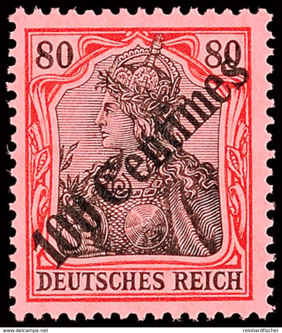 50 C. Auf 40 Pfg. Und 100 C. Auf 80 Pfg. Germania, 2 Postfrische Kabinettstücke, Unsigniert, Katalog: 51,52 ** - Turkse Rijk (kantoren)