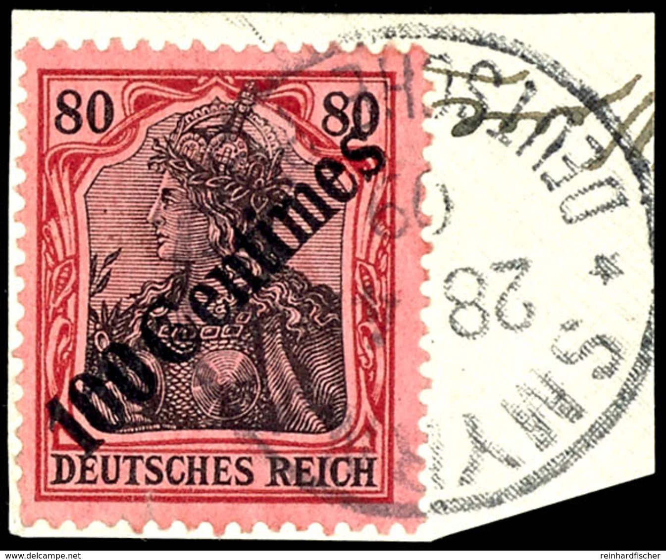 100 Centimes Auf Kabinettbriefstück, Michel 80,-  Geprüft Rohr, Katalog: 52 BS - Turkse Rijk (kantoren)