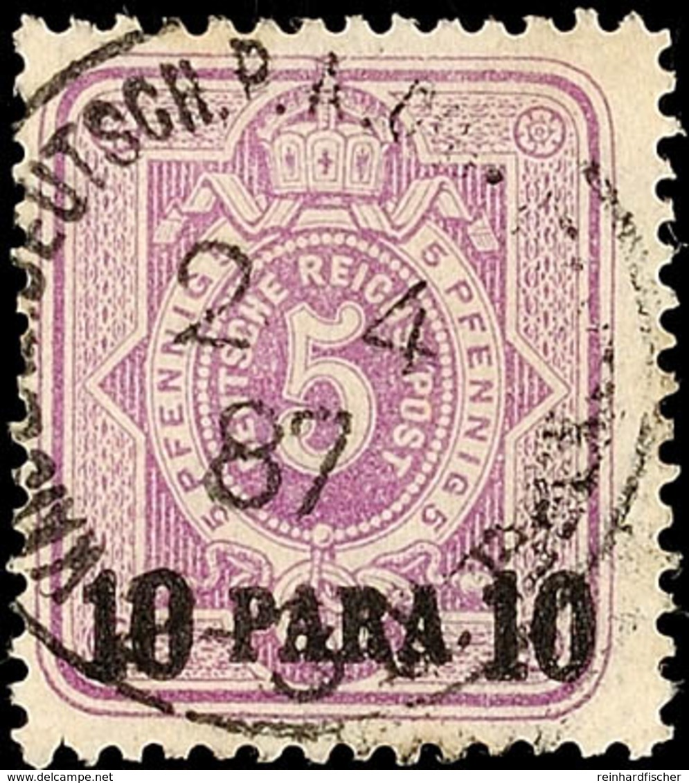 CONSTANTINOPEL KDPA 2 4 87,  Arge Type 3, Klar Auf 10 Para Auf 5 Pf. Violettpurpur, Wiederverwendung In THERAPIA, Hierzu - Turkse Rijk (kantoren)