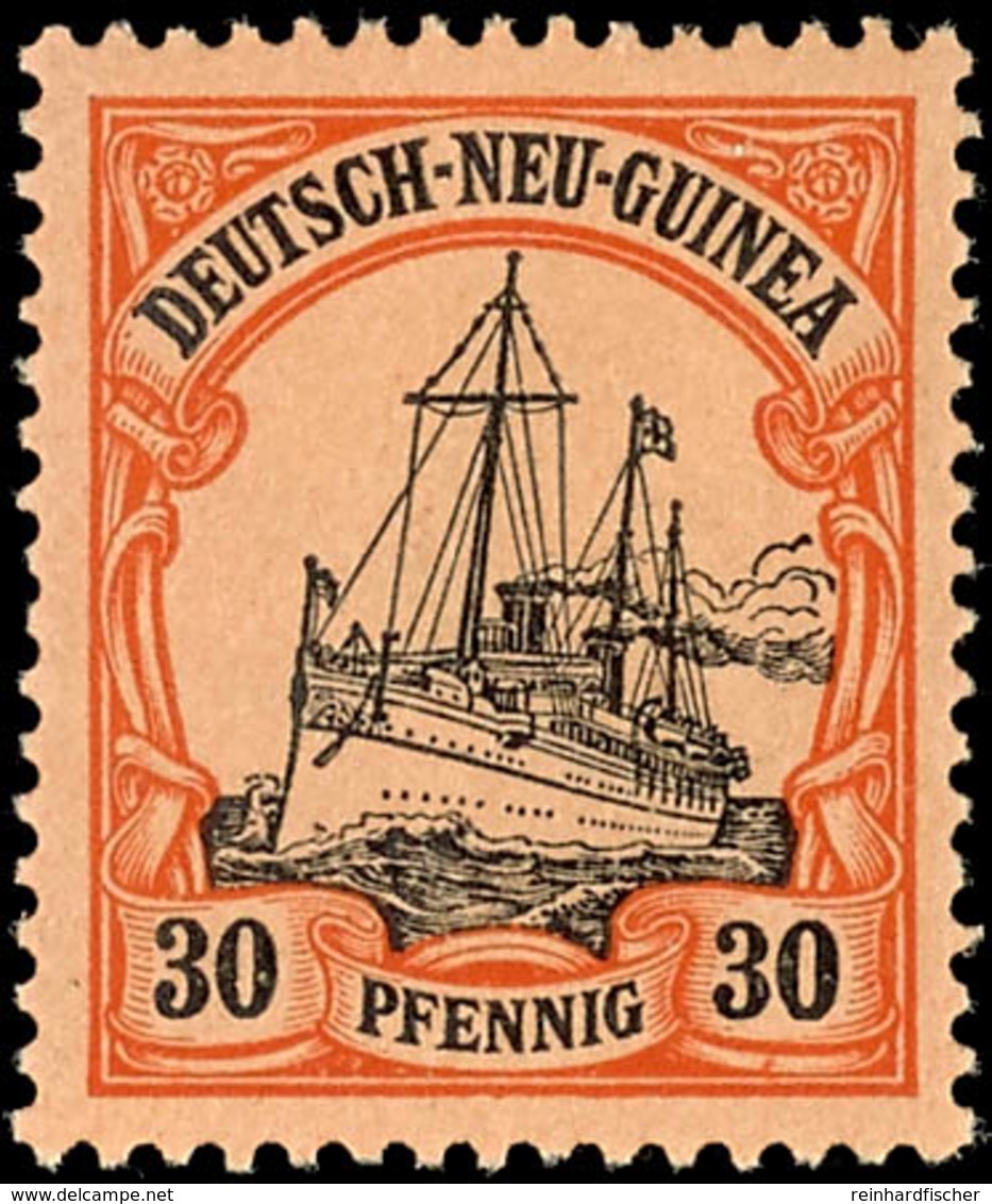 30 Pfg Schiffszeichnung, Nicht Gelisteter Plattenfehler Auf Feld 94 "Farbpunkt Unter Rechter 30", Ungebraucht, Katalog:  - Duits-Nieuw-Guinea