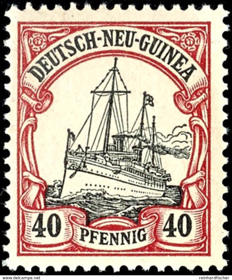 40 Pf. Schiffszeichnung, Nicht Gelisteter Plattenfehler "zusätzlicher Strich Rechts An Dampffahne", Postfrisch, Katalog: - German New Guinea