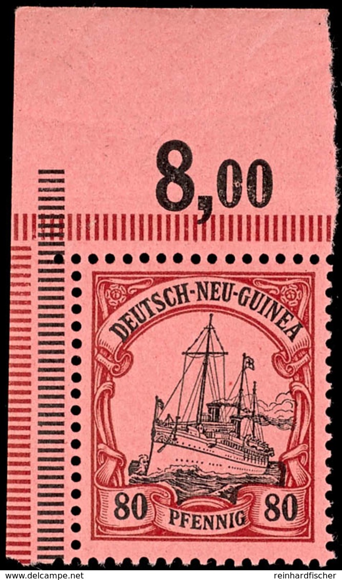 80 Pfg. Kaiseryacht Aus Der Linken Oberen Bogenecke, Postfrisch, Katalog: 15 ** - Duits-Nieuw-Guinea