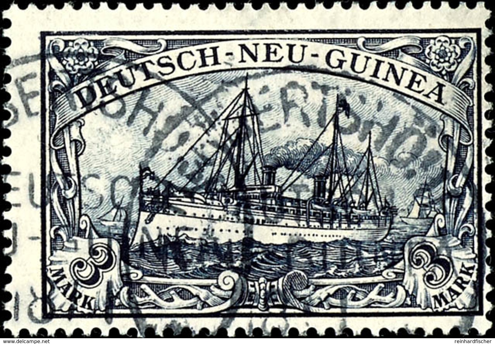 3 Mark Kaiseryacht, Tadellos, Gestempelt "HERBERTSHÖHE", Geprüft Pfenninger, Michel 190,-, Katalog: 18 O - Duits-Nieuw-Guinea