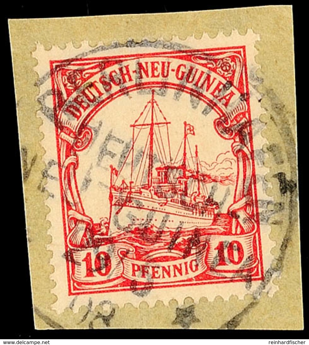 BERLINHAFEN 29/5 08, Klar Auf Briefstück 10 Pfg Kaiseryacht, Katalog: 9 BS - Duits-Nieuw-Guinea