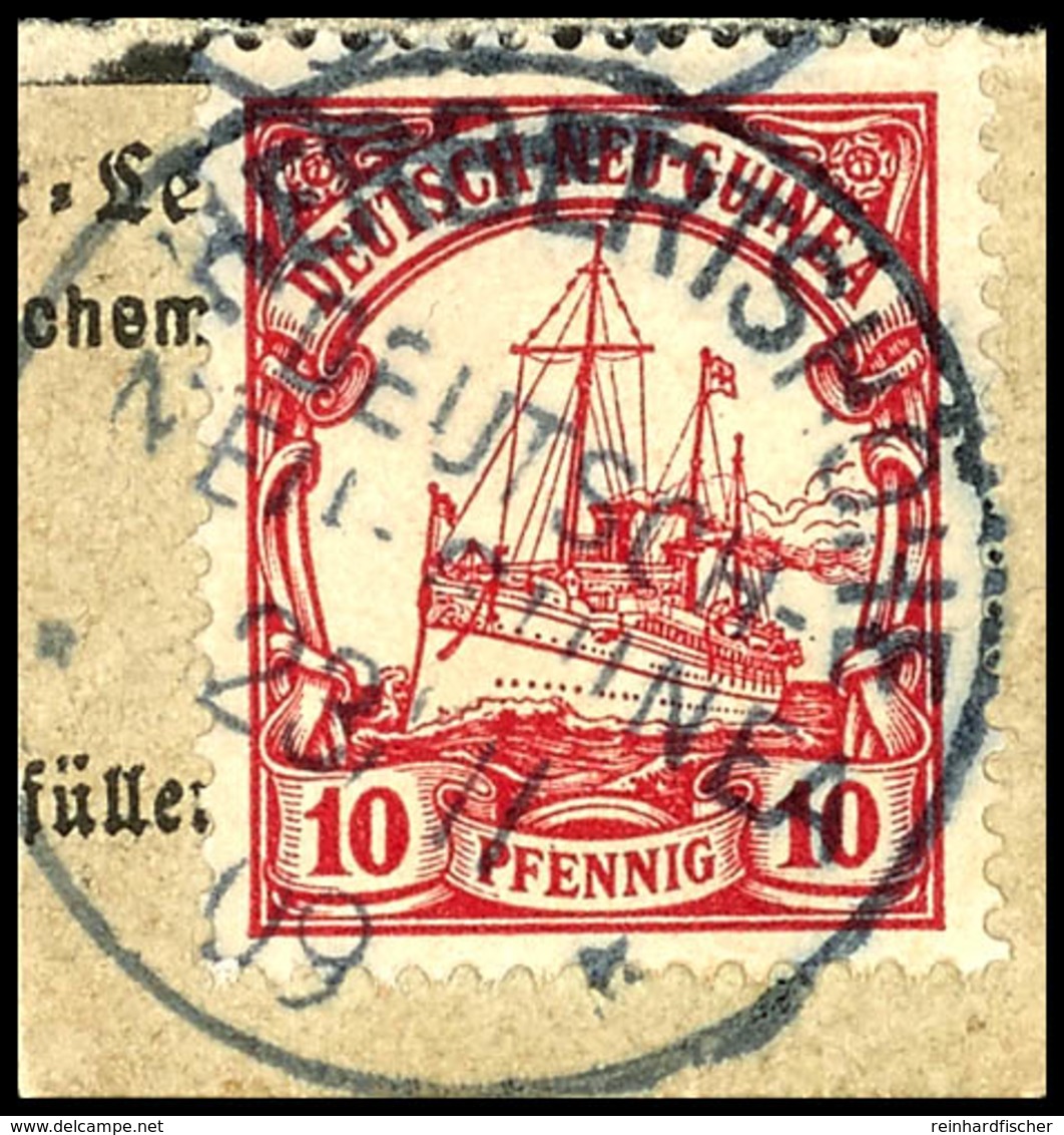 HERBERTSHÖHE 23/11 09, Klar Und Zentr. Auf Paketkartenausschnitt 10 Pfg Schiffszeichnung, Katalog: 9 BS - Duits-Nieuw-Guinea