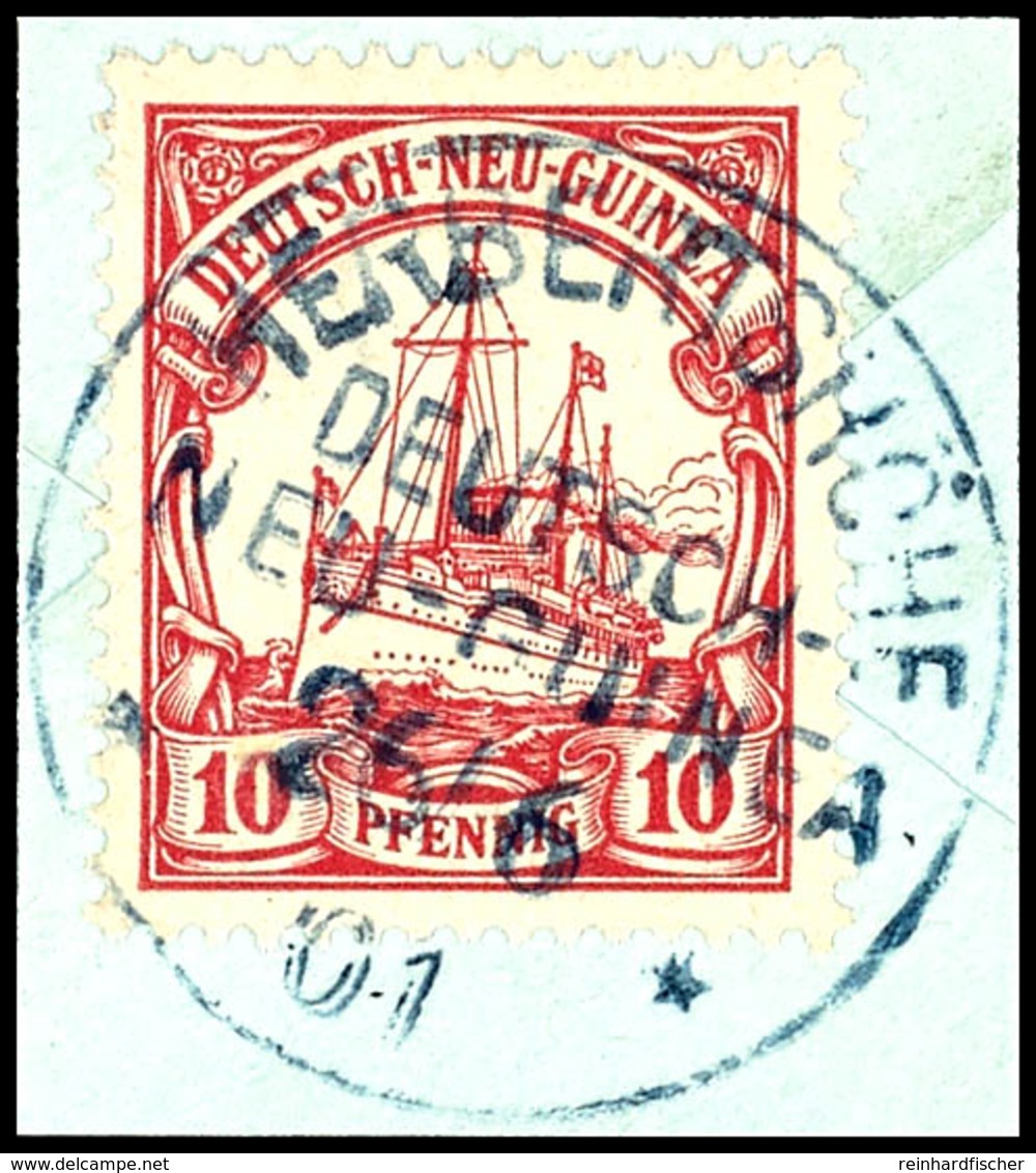 HERBERTSHÖHE 26/6 01, Blau, Klar Und Zentr. Auf Briefstück 10 Pfg Schiffszeichnung, Katalog: 9 BS - Duits-Nieuw-Guinea