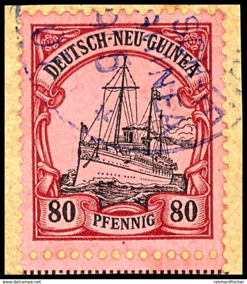 HERBERTSHÖHE 29/5 01, Violett, Klar Auf Briefstück 80 Pfg Schiffszeichnung, Katalog: 15 BS - Duits-Nieuw-Guinea
