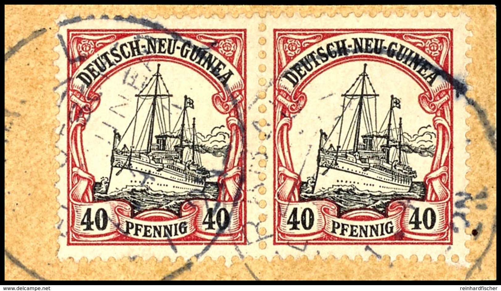 RABAUL A 7.4.14, Auf Briefstück Mit Waagr. Paar 40 Pfg Schiffszeichnung, Je Einzeln Gest., Katalog: 13(2) BS - Duits-Nieuw-Guinea