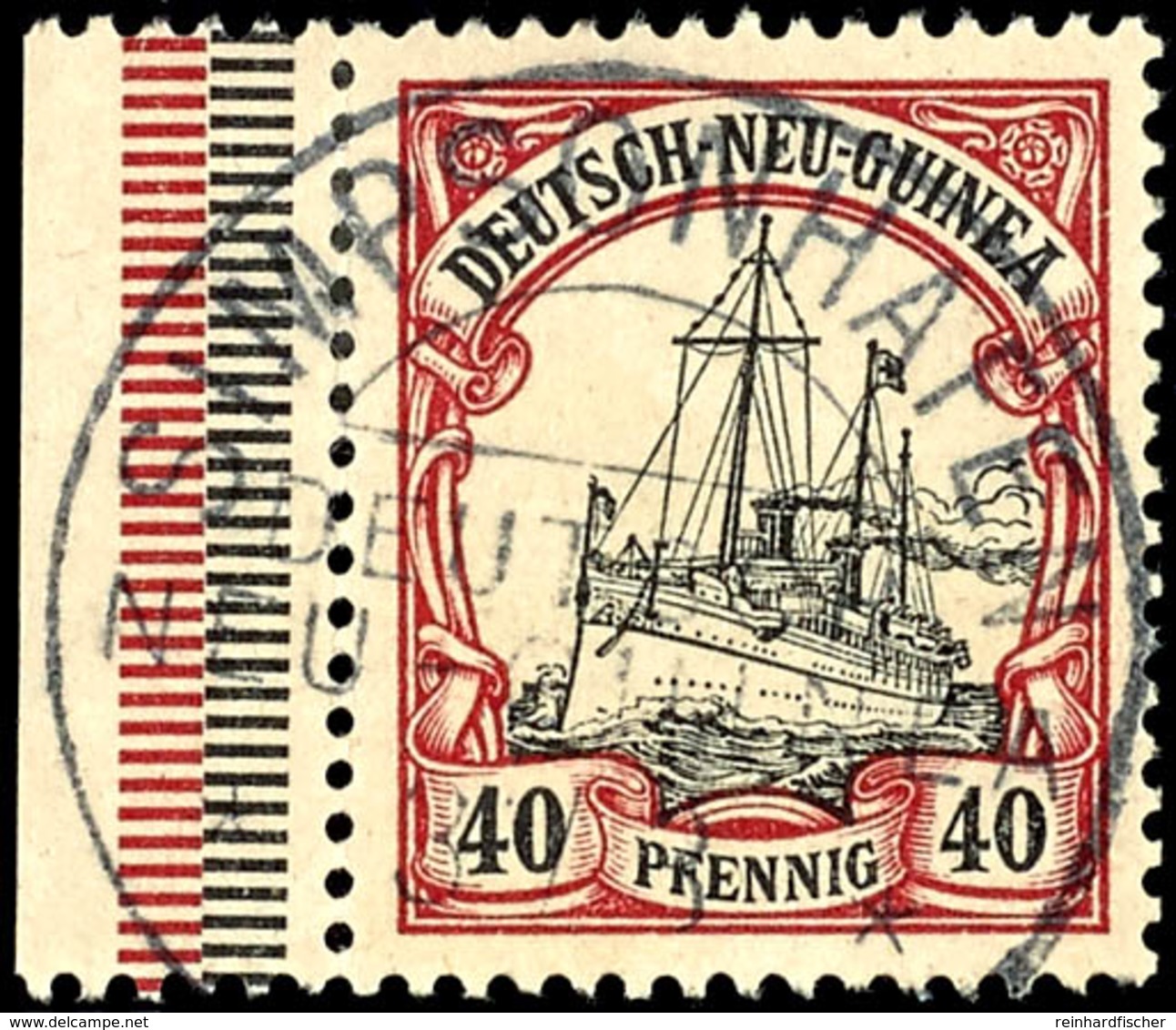 SIMPSONHAFEN 3/3, Klar Und Zentr. Auf Linkes Randstück 40 Pfg Schiffszeichnung, Katalog: 13 O - Duits-Nieuw-Guinea