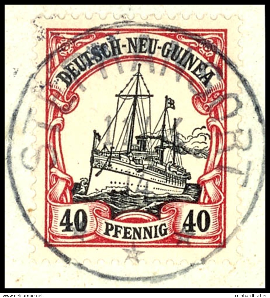 STEPHANSORT *** 11/4 14, Zentr., Klar Und Selten Auf Briefstück 40 Pfg Schiffszeichnung, Katalog: 13 BS - Duits-Nieuw-Guinea