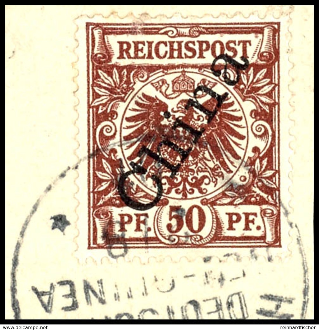 H(ERBERTSHÖHE) 2/8 01, Klar Auf Briefstück Deutsche Post China 50 Pfg Krone/Adler, Katalog: DPC  6II BS - Other & Unclassified