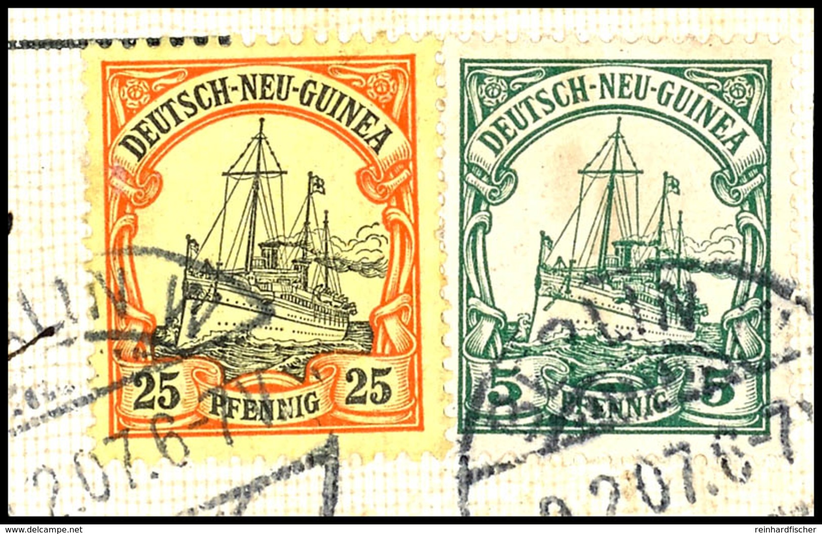 5 Pfg Und 25 Pfg Schiffszeichnung Auf Briefstück, Heimatverwendung, BERLIN ? 2.07, Katalog: 8,11 BS - Andere & Zonder Classificatie