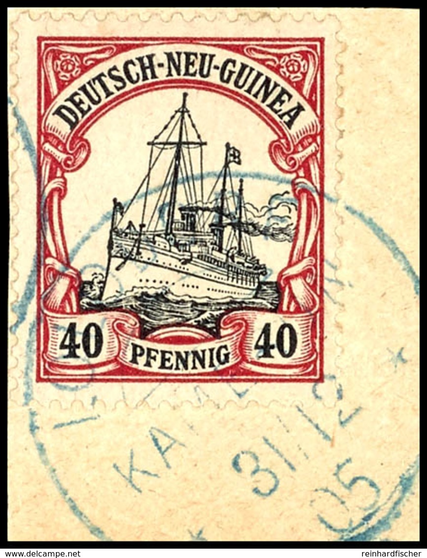 40 Pfg Schiffszeichnung Auf Briefstück, Fremdentwertung, Blau Und Klar LOLODORF KAMERUN 31/12 05, Katalog: 13 BS - Other & Unclassified