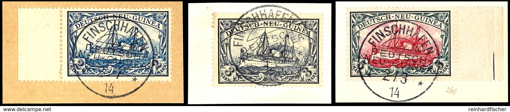 1914, Finschhafen: 15 Briefstücke (dabei 1 Paar Der 25 Pfg Und Alle 4 Markwerte), Sämtlich Mit Stempel FINSCHHAFEN DNG A - Andere & Zonder Classificatie