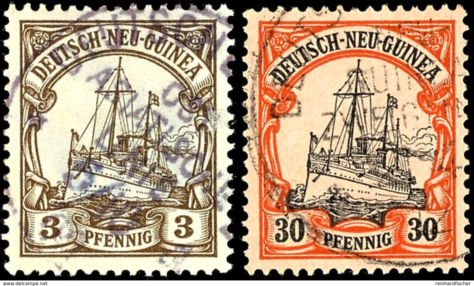 1900, (ca.), 9 Marken Der Kaiseryacht-Ausgabe Von DNG (3, 5, 10 (4), 30 (2) Und 40 Pfg) Und Eine DR 10 Pfg Reichsadler ( - Other & Unclassified