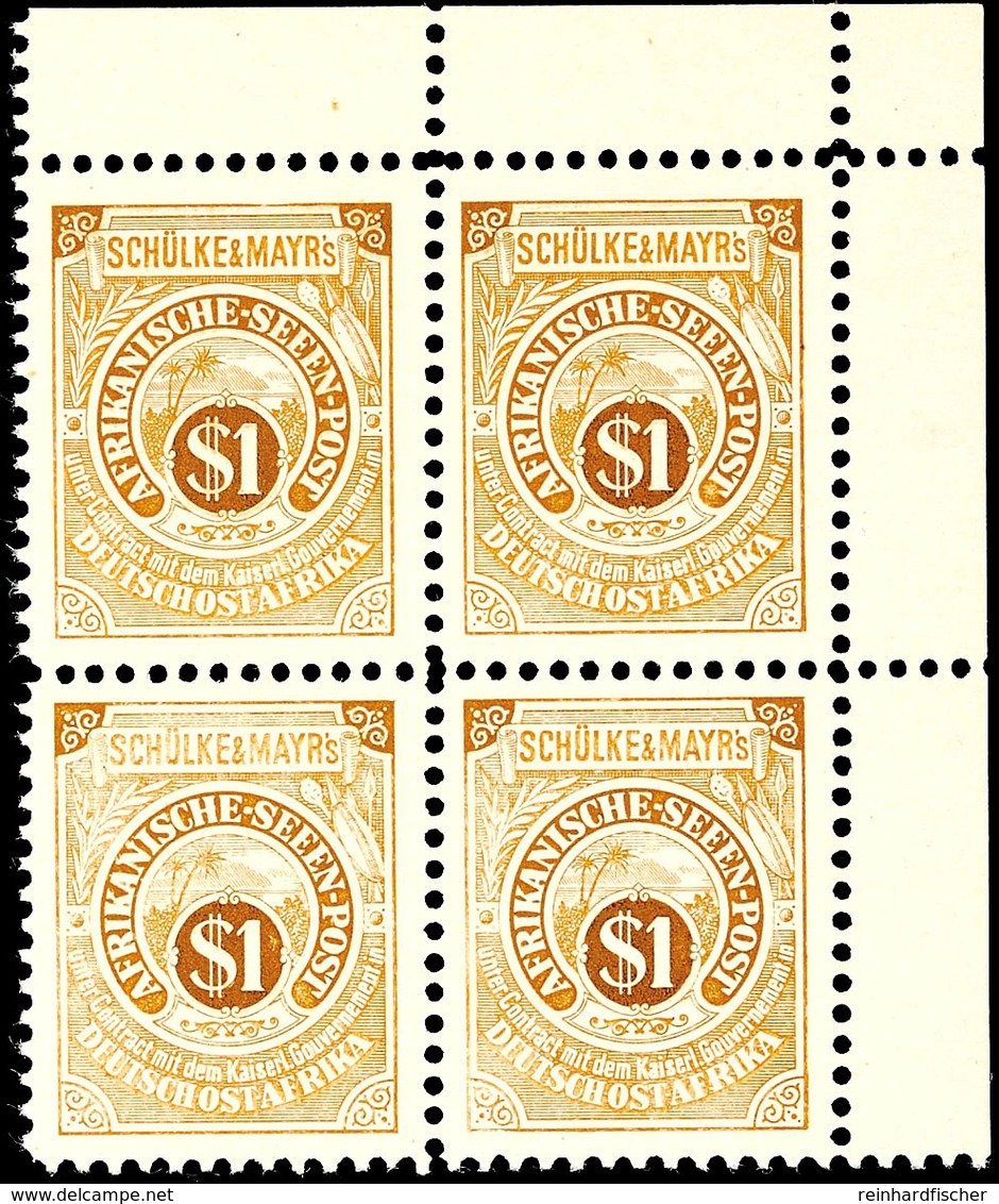 5 C - 1 $ Seenpost Nachdrucke Komplett Einheitlich Als Rechte Obere Eckrand-Viererblöcke Tadellos Postfrisch, Mi. 1200.- - Duits-Oost-Afrika