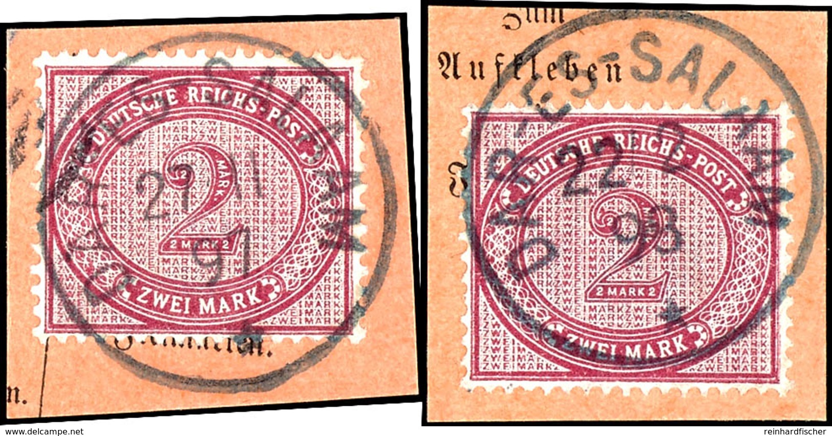 2 Mark Dunkelrotkarmin, 2 Exemplare, Jeweils Auf Formularabschnitt Mit Grünlichschwarzem Stempel "DAR-ES-SALAAM", Steuer - German East Africa