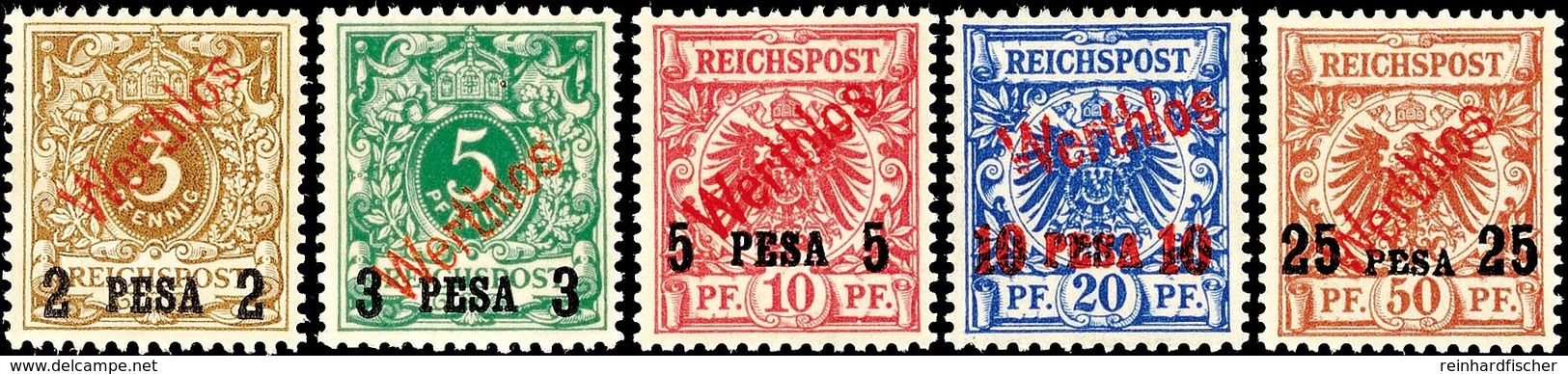 2 Pesa - 25 Pesa Aushilfsausgabe 1893, Komplette Serie Von Fünf Werten Als Sehr Seltene So Genannte "Musterdrucke" Mit R - German East Africa