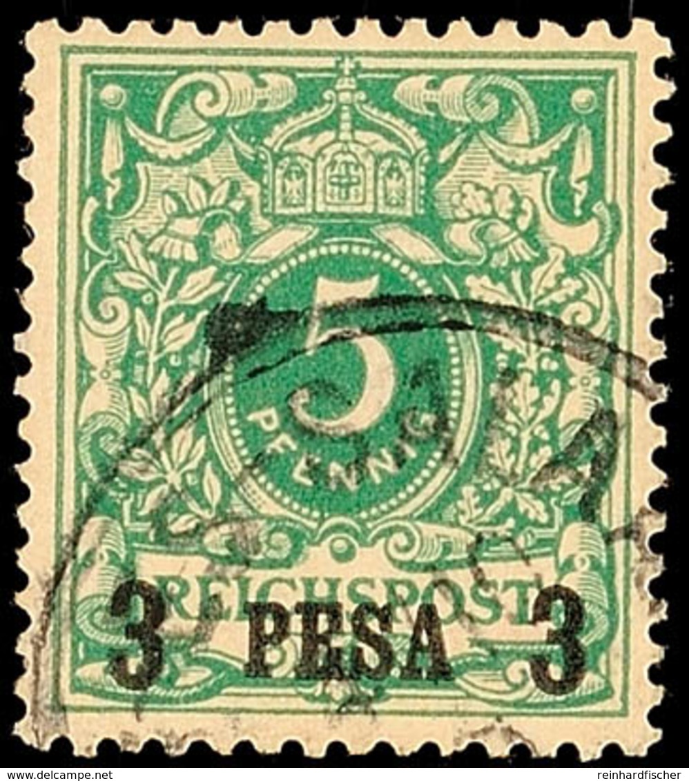 3 Pesa Auf 5 Pfg, Aufdruck In Type I, Tadellos Gestempelt, Mi. 60.-, Katalog: 2I O - Duits-Oost-Afrika