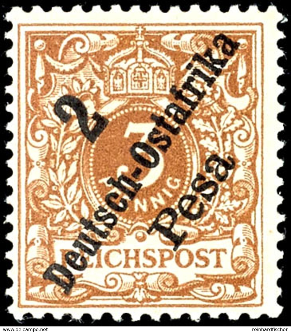 2 Pesa Auf 3 Pfg Krone/Adler, Luxus Postfrisch Unsigniert, Mi. 120,-, Katalog: 6b ** - Duits-Oost-Afrika