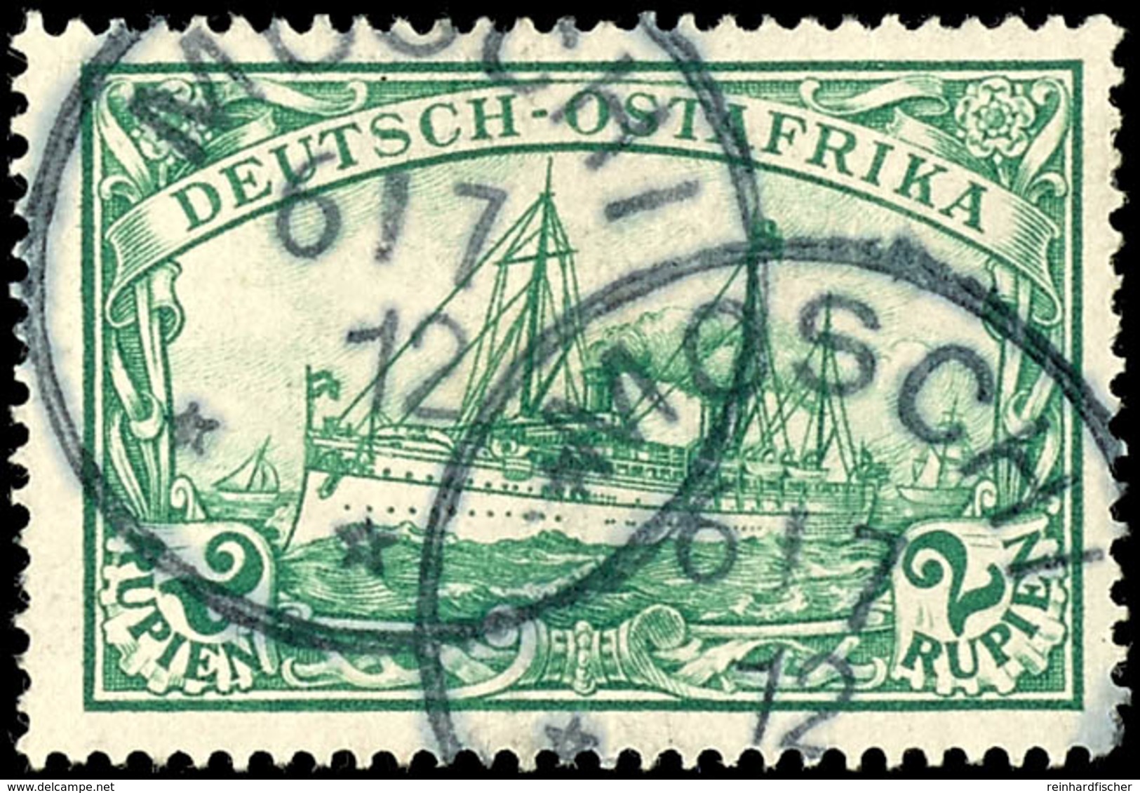 2 Rupien Kaiseryacht, Gestempelt "MOSCHI", Tadellos, Michel 100,-, Katalog: 20 O - Duits-Oost-Afrika