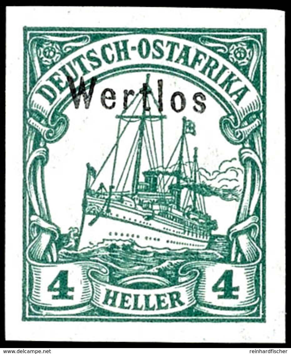 4 Heller Kaiseryacht Ungezähnt Mit Handstempel-Aufdruck "Wertlos", Tadellos Postfrisches Luxusstück Ohne Jegliche Signat - Duits-Oost-Afrika