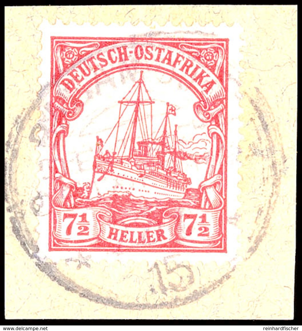 BAGAMOJO 22/6 15 (Arge Type 3), Kriegsdatum, Klar Und Zentrisch Auf Briefstück 7½ Heller Kaiseryacht, Katalog: 32 BS - Duits-Oost-Afrika