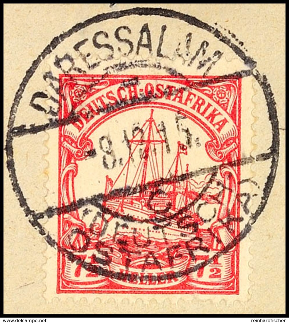 DARESSALAAM C 8.12.15, Arge Type 7, Kriegsdatum Klar Und Zentrisch Auf Briefstück 7½ Heller Kaiseryacht, Katalog: 32 BS - German East Africa