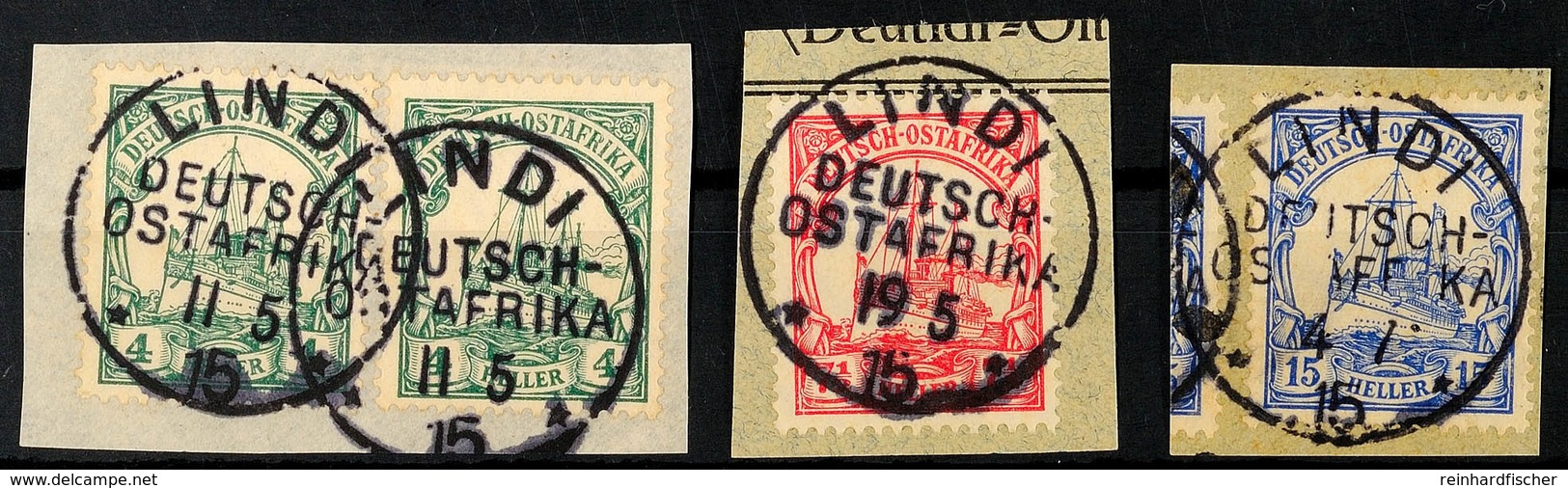 LINDI, 3 Luxusbriefstücke, Alle Mit Der Aushilfs-Jahreszahl 15, Katalog: 31/3 BS - German East Africa