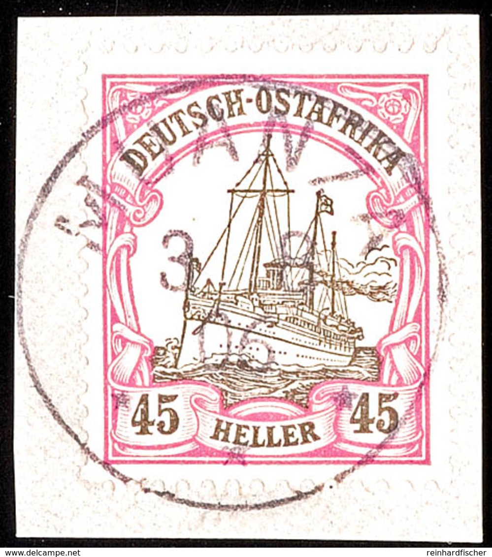 MUANZA 3 8 06 Ideal Klar Und Zentrisch Auf Briefstück 45 Heller Schiffszeichnung Ohne Wz., Katalog: 28 BS - Duits-Oost-Afrika