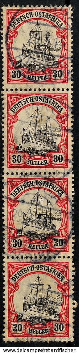 TANGA, 30 Heller Im Senkrechten Viererstreifen Mit Stempel 3 Vom 29.3.15, Kriegsdatum, Katalog: 35 O - Duits-Oost-Afrika