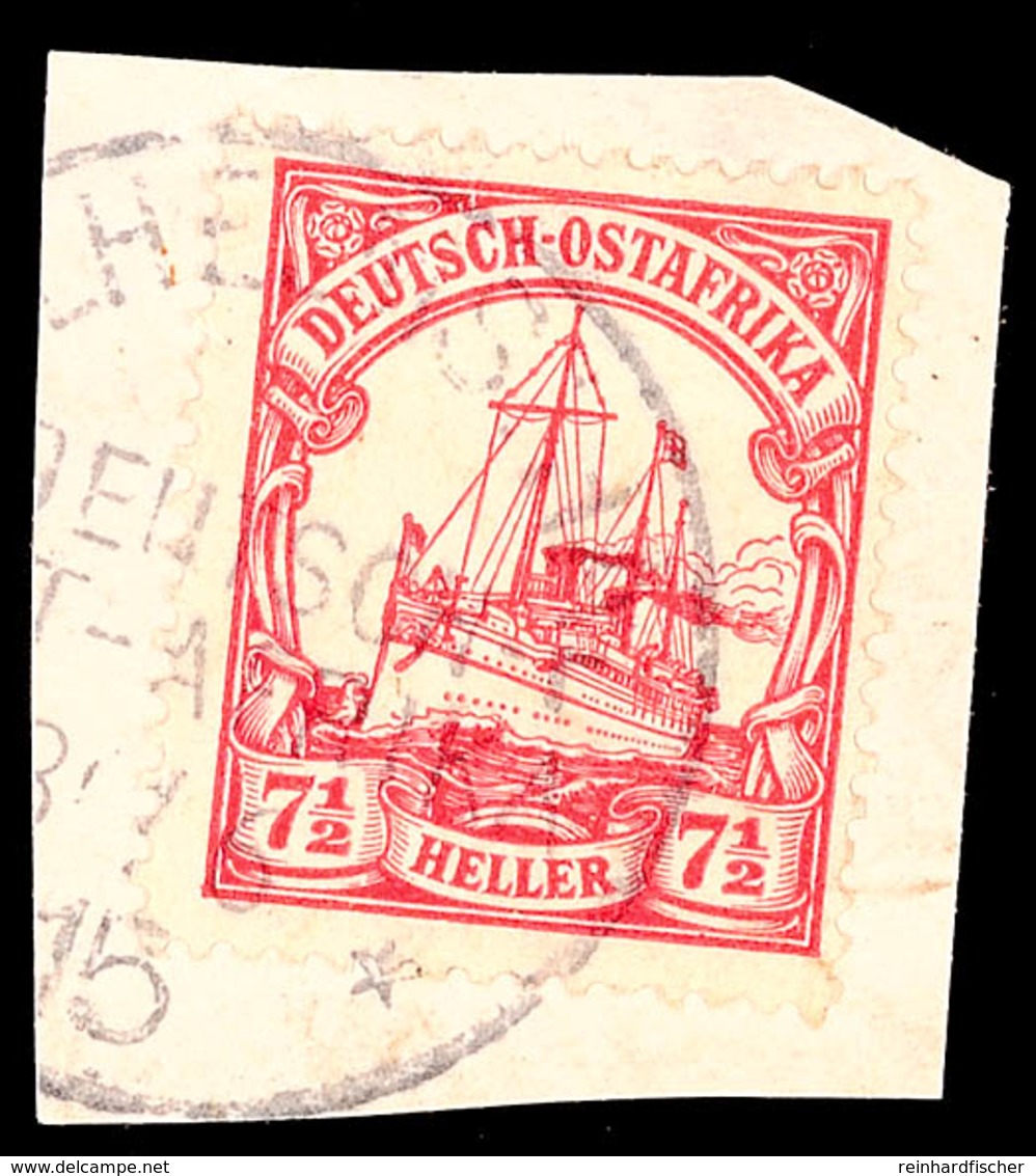 WILHELMSTHAL 30/6 15, Kriegsdatum Klar Und Fast Vollständig Auf Briefstück 7½ Heller Kaiseryacht (Bug), Katalog: 32 BS - Duits-Oost-Afrika