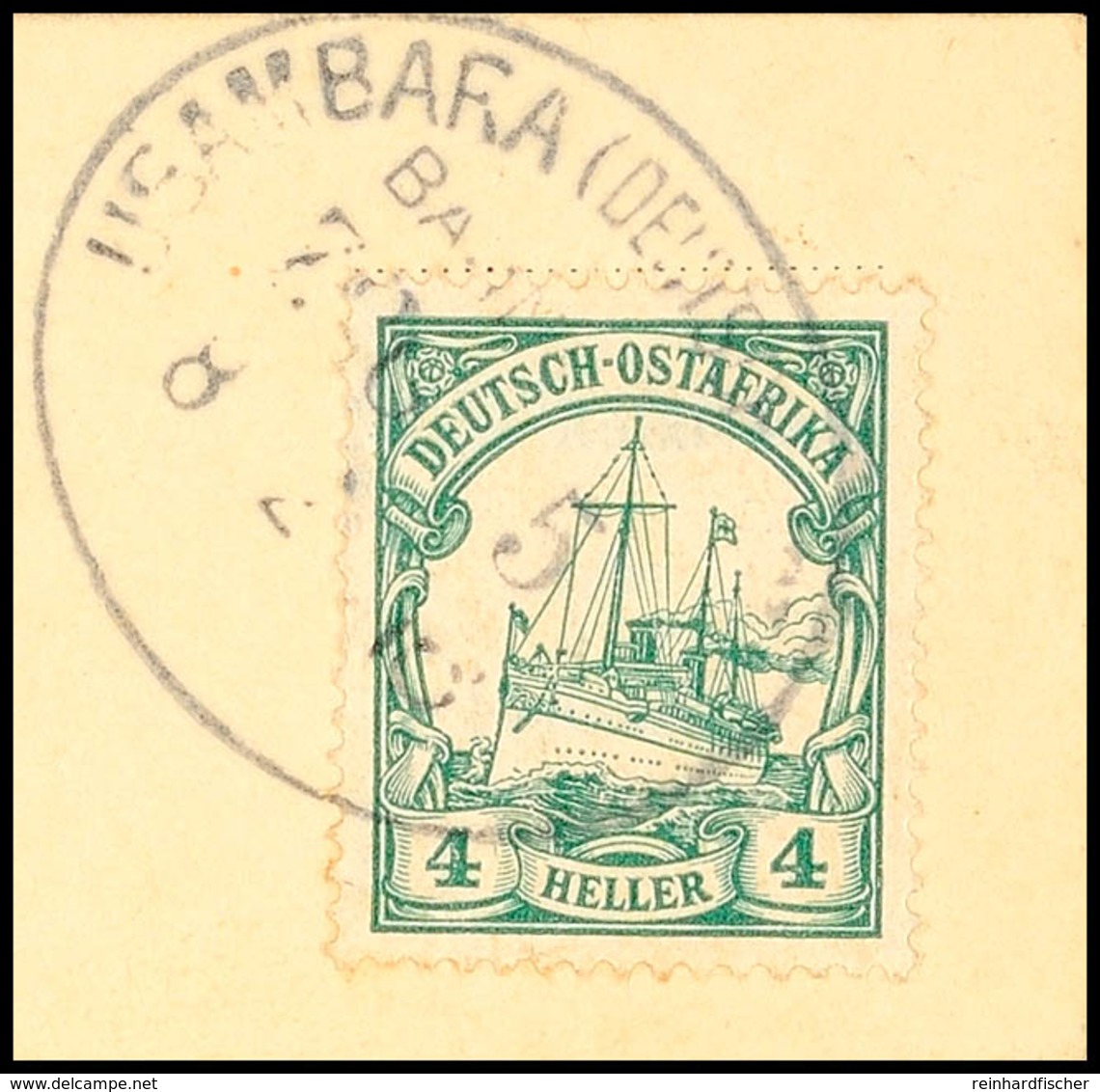 USAMBARA (DEUTSCH-OSTAFRIKA) BAHNPOST ZUG 5  / 8.2.15, (Kriegsdatum Ohne Kennbuchstaben) Klar Auf Briefstück 4 H. Schiff - German East Africa