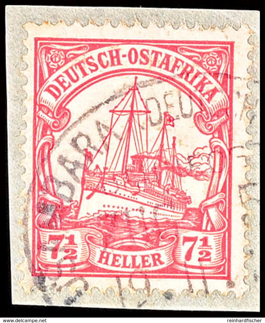 USAMBARA BAHNPOST ZUG 5 19 11 ?, Teilstempel Auf Briefstück 7 ½ Heller Kaiseryacht, ARGE 150,-, Katalog: 32 BS - German East Africa