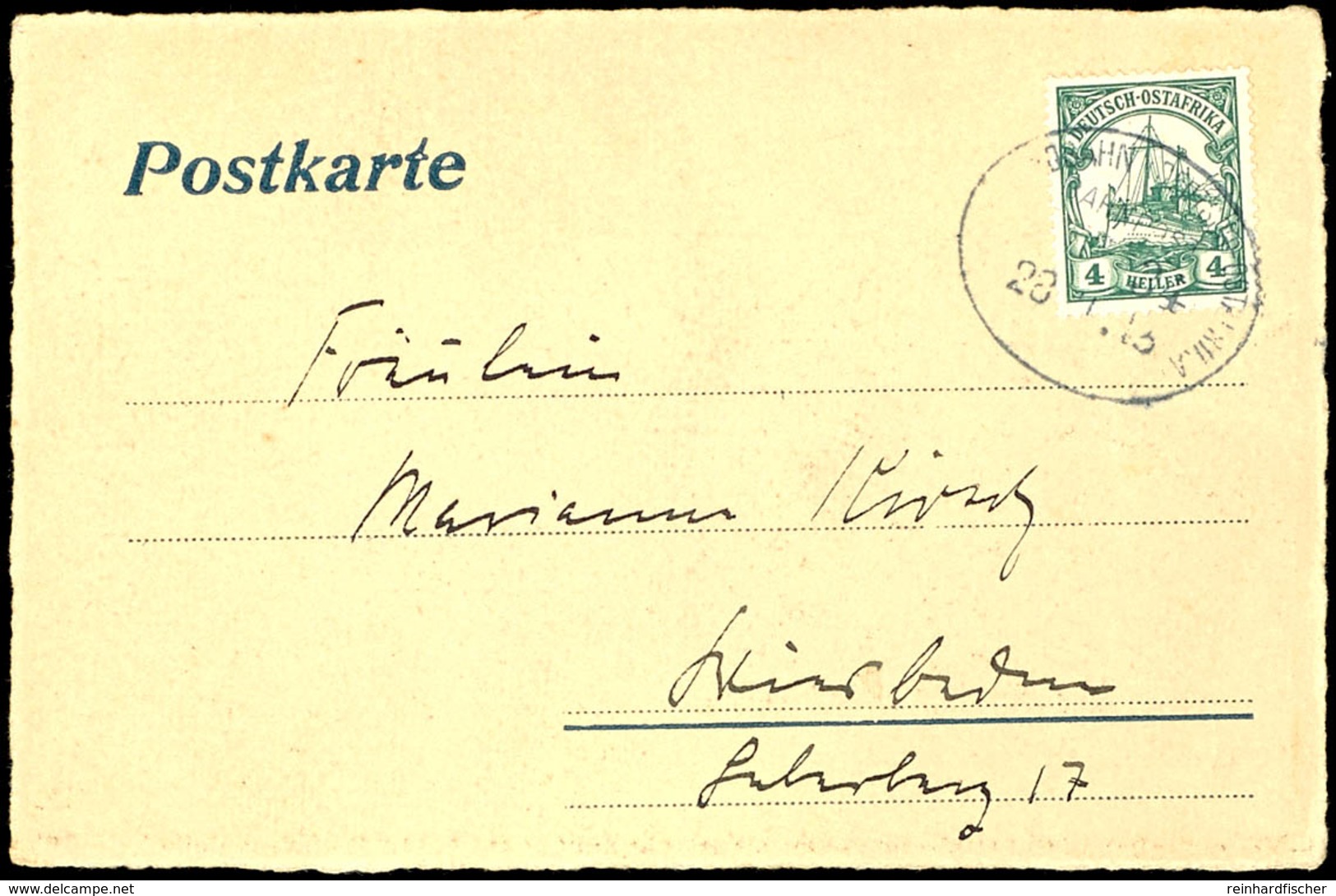 MITTELLANDBAHN-BAHNPOST ZUG 34, 28.11.13, Auf Postkarte 4 Heller Nach Wiesbaden, Katalog: 31 BF - Duits-Oost-Afrika