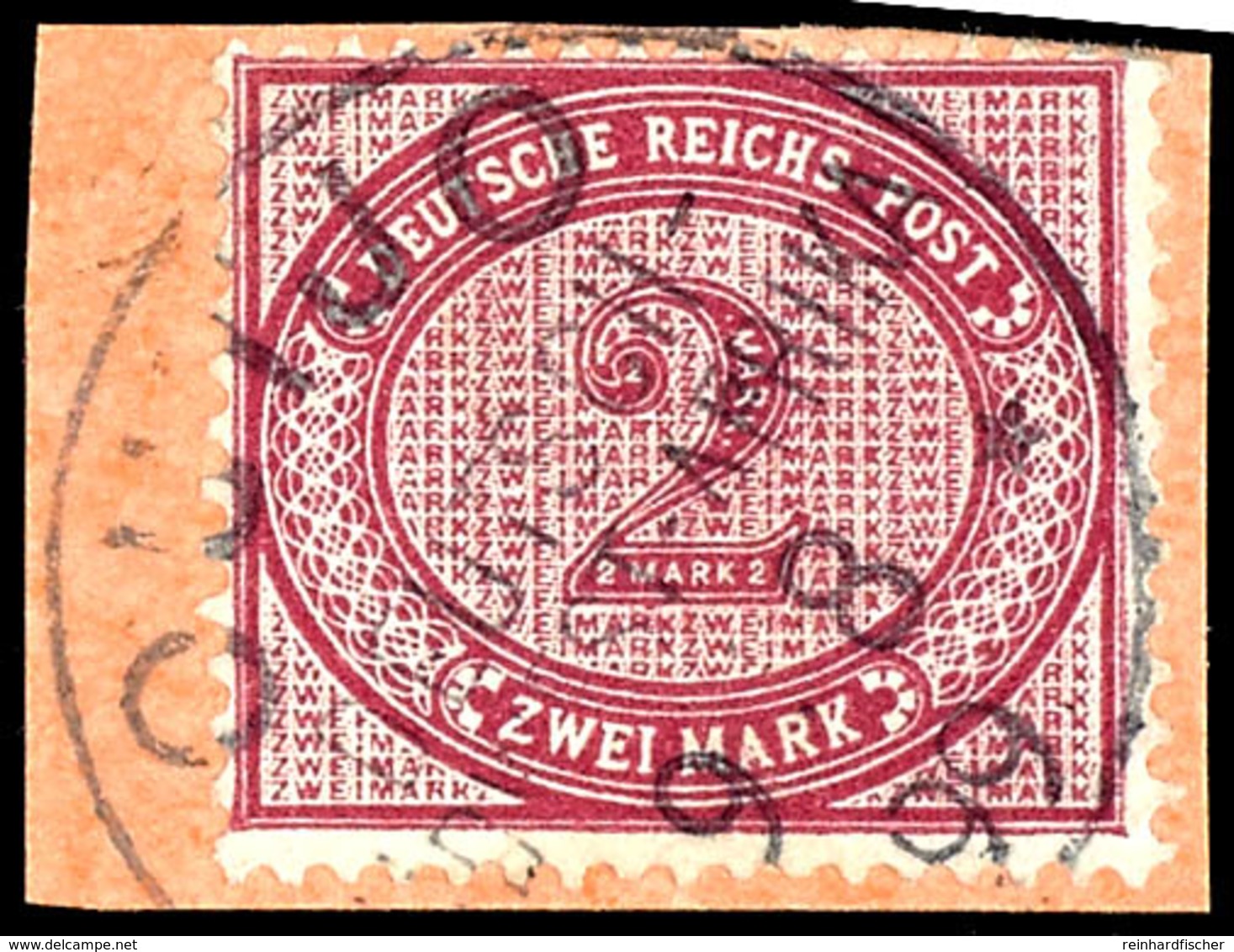 2 Mark Dunkelrotkarmin, Tadelloser Formularausschnitt, Stempel "OUTJO", Steuer 10 X, Michel/Steuer 500,-, Katalog: VS37e - Duits-Zuidwest-Afrika