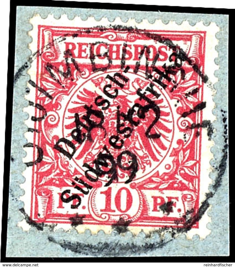10 Pfennig Kabinettbriefstück, Hellzinnober Quarzend, Zentraler Stempel "OTJIMBINGUE", Michel 250,-, Katalog: 7b BS - Duits-Zuidwest-Afrika