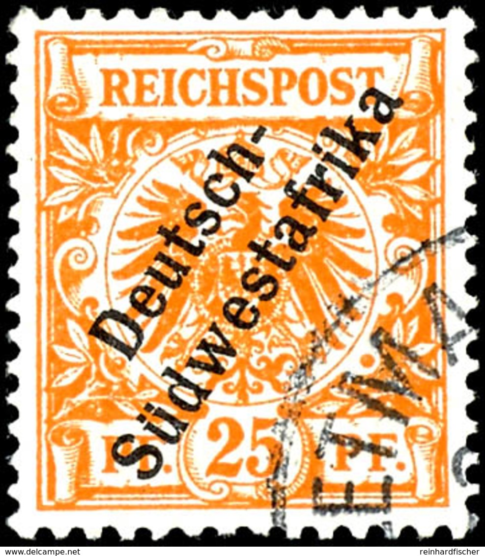 25 Pfennig 2. Ausgabe, Tadellos, Teilstempel "KEETMANSHOP", Michel 500,-, Katalog: 9a O - Duits-Zuidwest-Afrika