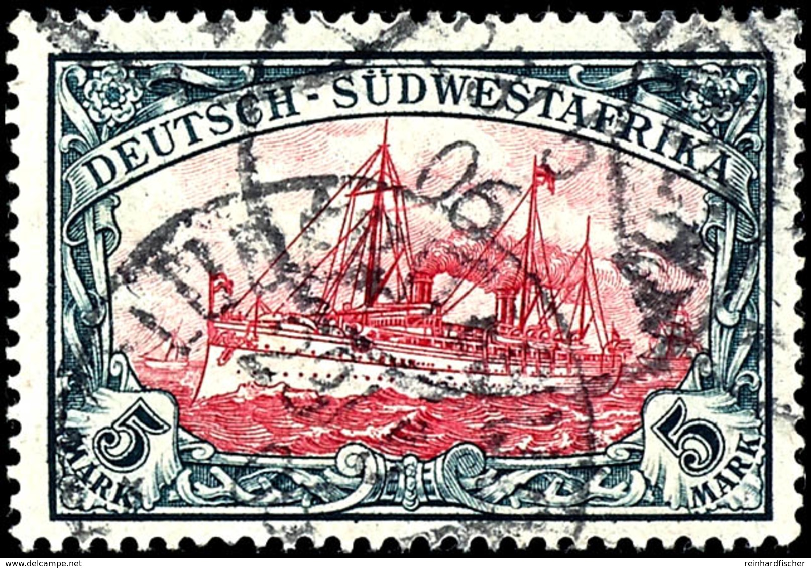 5 Mark Kaiseryacht, Gestempelt, Tadellos, Michel 200,-, Katalog: 23 O - German South West Africa