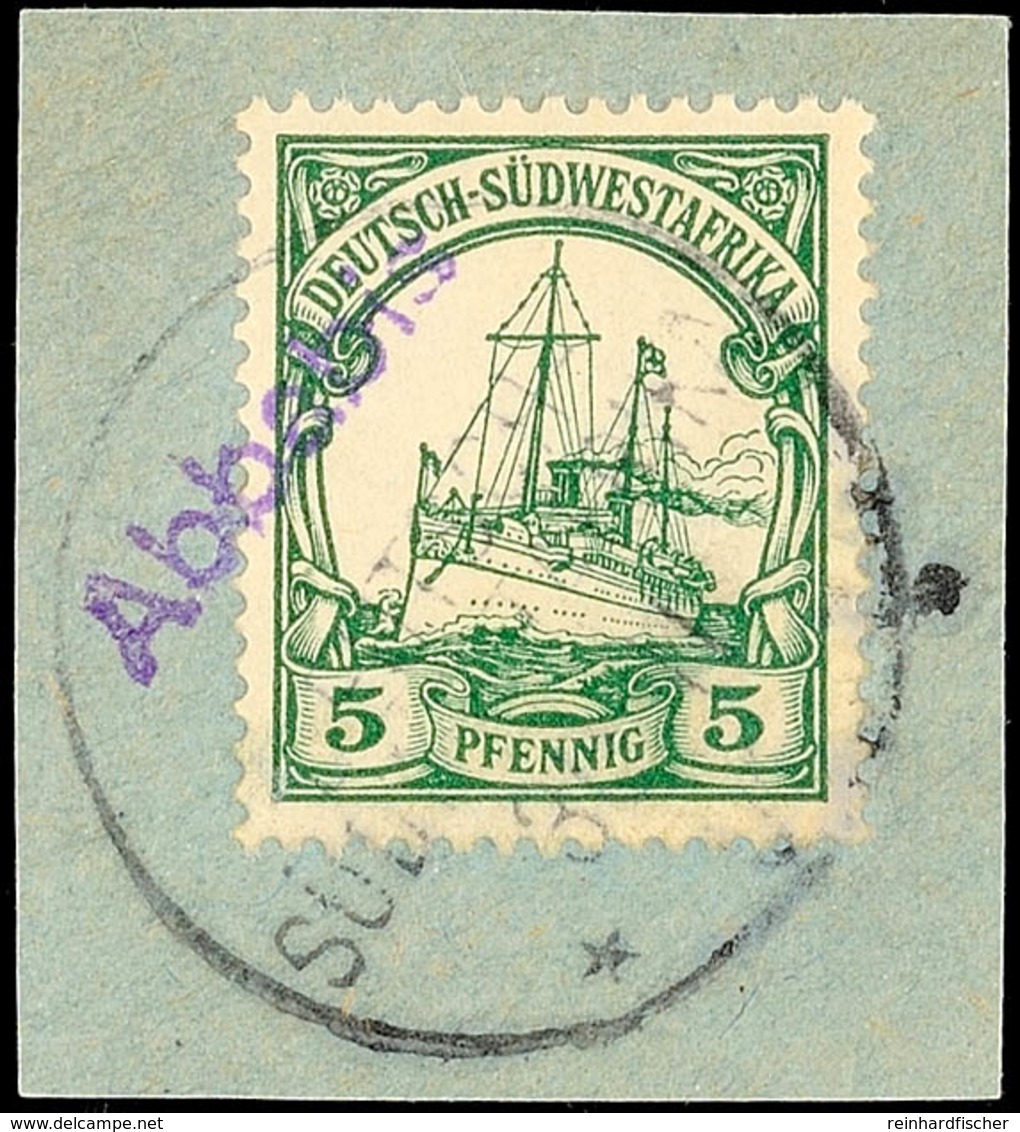 ABBABIS, Blockschrift Violett Mit Wanderstempel Auf Briefstück 5 Pf. Schiffszeichnung, Katalog: 12 BS - Duits-Zuidwest-Afrika