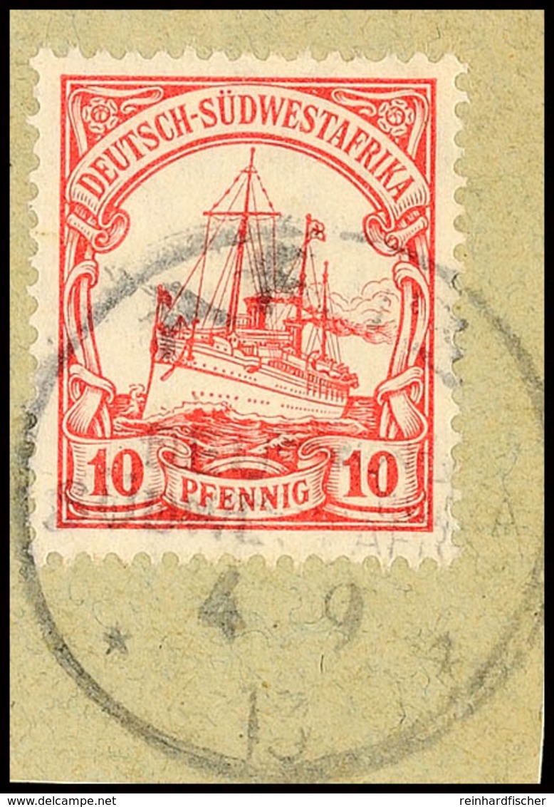 ARIS 4.9 13 Auf Briefstück 10 Pf. Kaiseryacht, Katalog: 26 BS - Duits-Zuidwest-Afrika