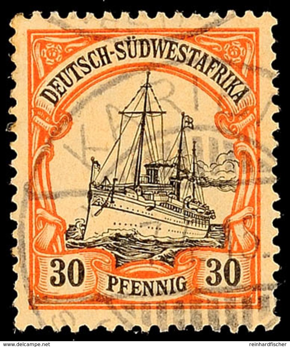 KARIBIB 7.4.15, Kriegsdatum Klar Auf 30 Pf. Schiffszeichnung, Katalog: 28 O - German South West Africa