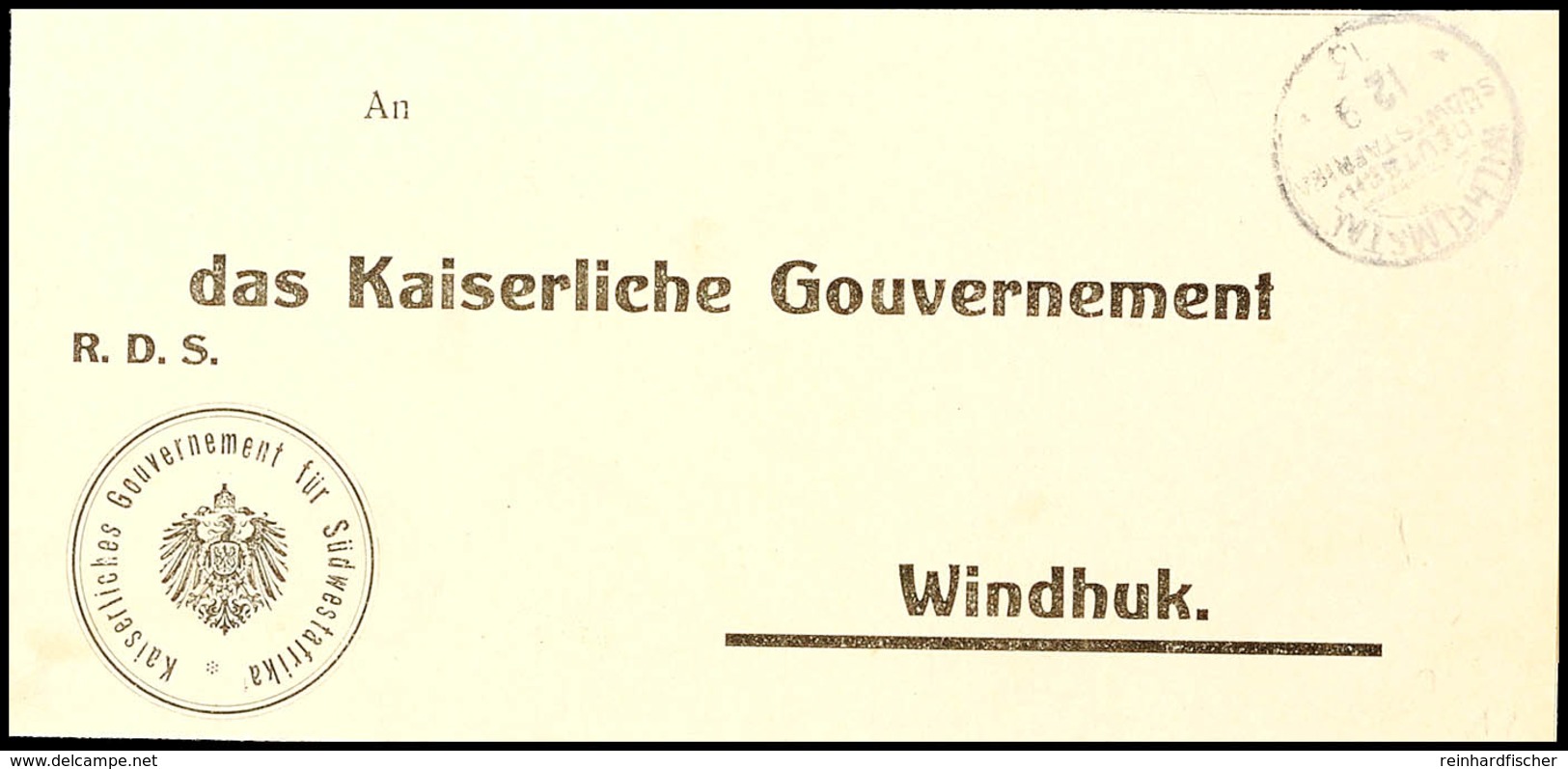 WILHELMSTAL 12.9 13 Klar Auf Dienstbrief (Meterologische Beobachtungen) Nach Windhuk Mit Ank.stpl.  BF - Duits-Zuidwest-Afrika