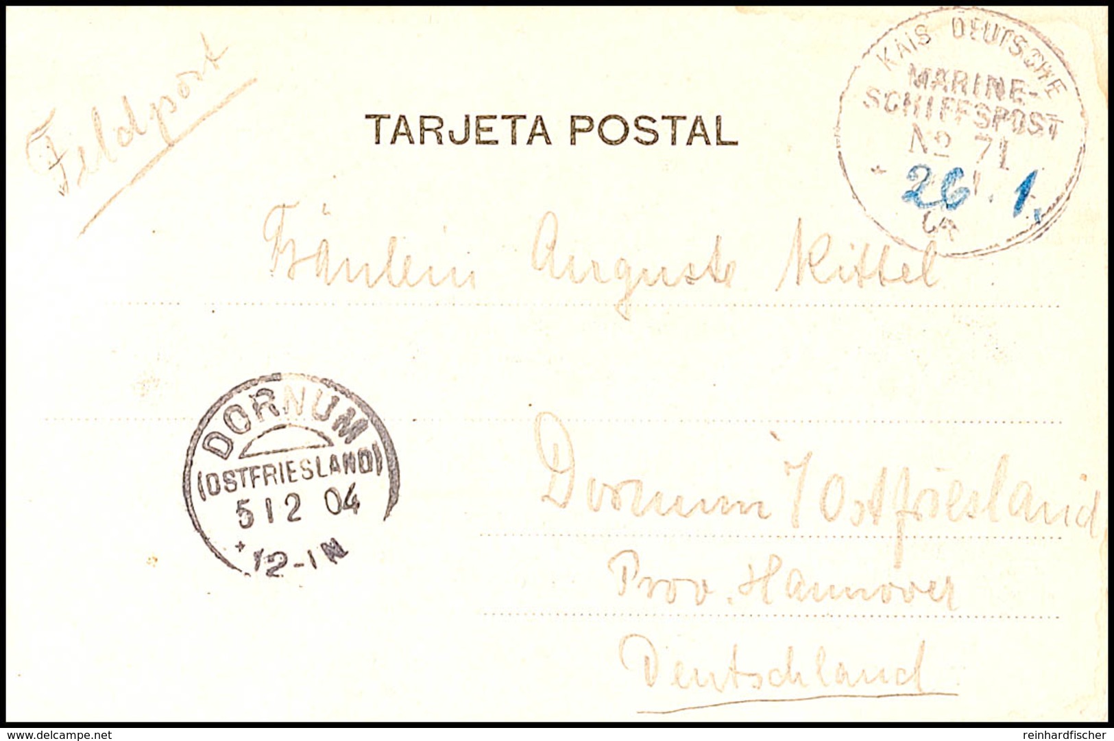 MSP No. 71 26.01.04 (D. Darmstadt), Recht Klar (Datum Hsl. Nachgetragen) Auf Feldpost-AK Mit Text Nach Deutschland, Ak.- - Duits-Zuidwest-Afrika