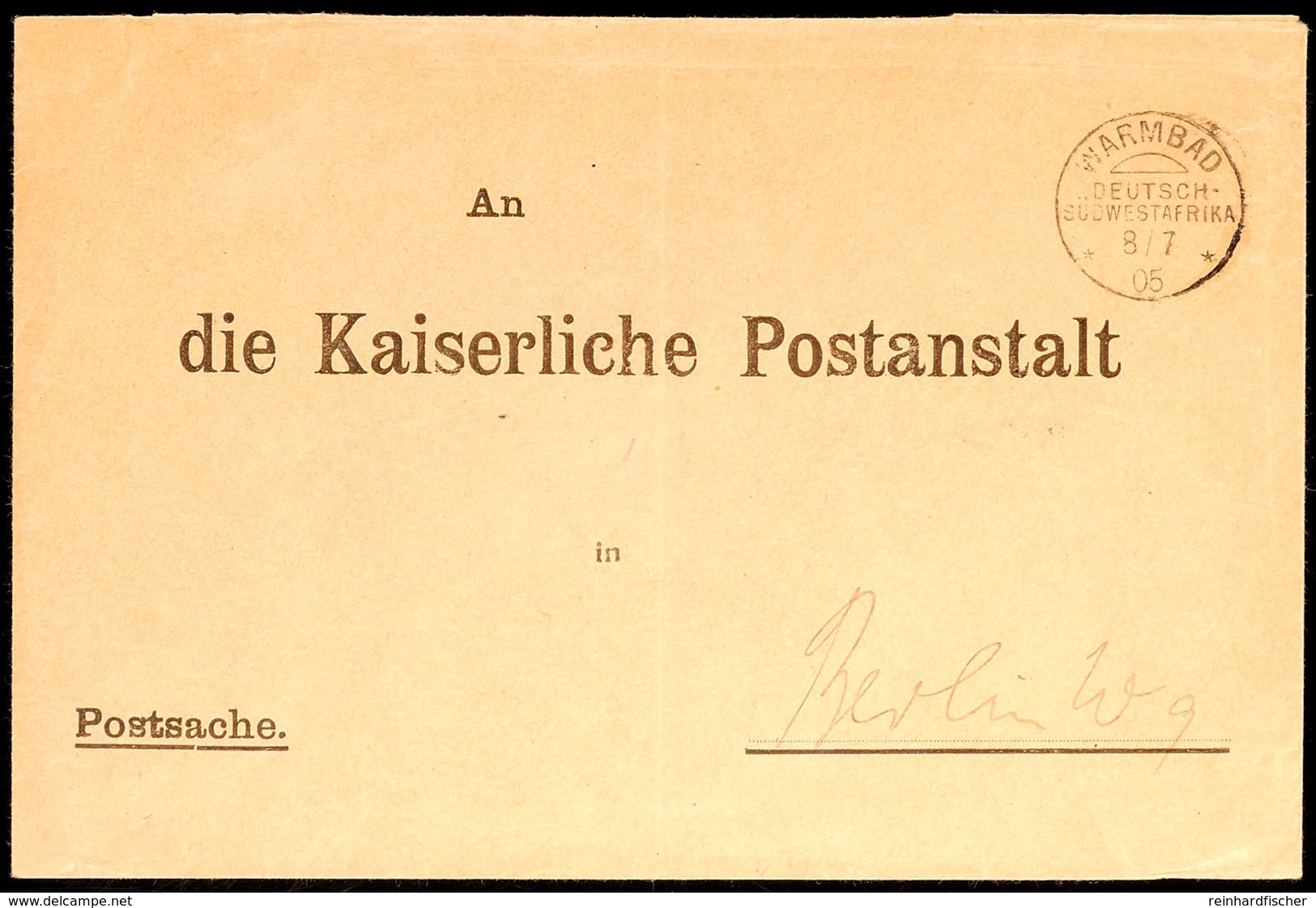 Postsache, Vordruckumschlag Von WARMBAD 8/7 05 Nach Berlin  BF - Duits-Zuidwest-Afrika