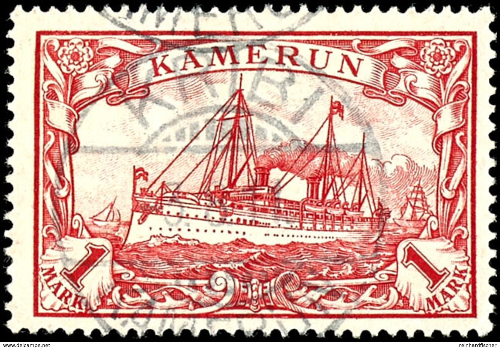 1 Mark Kaiseryacht, Gestempelt "KRIBI", Tadellos, Geprüft Mansfeld, Michel 90,-, Katalog: 16 O - Kameroen